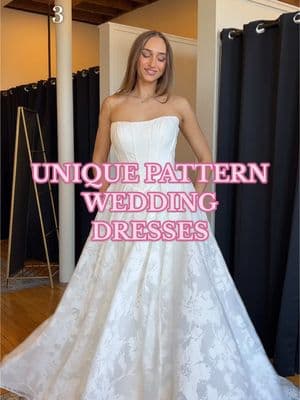 Unique patterns, jacquard fabrics, and fun laces - some of favorite dresses at Bon Bon Belle - Burlington 🌸  Which dress is your dream? Tag your bestie to see if they can guess your favorite!  Can’t visit our in-store? Phone orders also welcome - DM us for information! 💌  #Weddingdressshopping #weddingdress #2025bride #bonbonbelle #wibride #weddingdressinspo #2026bride #patternweddingdress #weddingdresswithpattern #jacquard #brocade unique wedding dresses, bridal shop, choose a wedding dress