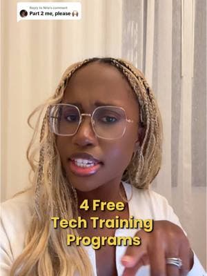 Replying to @Nita  Of course! Here are even more free coding and tech programs that will help you transition into tech✨ #blackinstem #coding #learntocode #codingbootcamp #pocintech #womeninstem #getintotech #blacktechtok #blackintech 