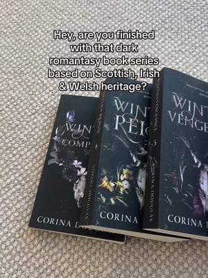 What to expect? ⚔️ Daughter of Winter is a slowbürn, dark fantasy romance series based on pagan Scottish, Welsh, and Irish folklore. It follows the myths and legends behind the winter goddess, Cailleach Bheur, but you’ll meet so many more deities along the way, including Morrigan, Dagda, Arawn, Cernunnos, Cerridwen, and more. You’ll also meet druids, the Tuatha de Danann, selkies, dwarves, & many other mythical creatures from the lore.  There are 7 books in the main series (book 7 still to come), and 5 complement stories on different celtic deities that are all tied upto a book called ‘Winter’s Companion’.  Spice starts in book 2 in ancient storyline, and book 4 in present storyline.  #darkfantasy #darkfantasybooks #darkfantasyromance #fantasybooktok #fantasyromance  #romantasy #daughterofwinterseries #corinadouglasauthor #fantasyromanceseries #darkromantasy 