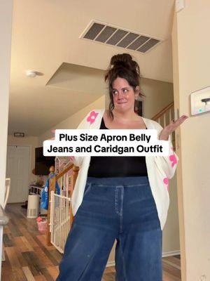 These are one of my favorite pair of jeans for my apron belly. They’re comfortable, they don’t cling to my belly, and look good with everything. I got this cardigan as a pick me up because I needed some bright colors in my life and it helps make the jeans feel like me. It takes the jeans and makes them into an outfit. #plussize #plussizeoutfit #plussizeootd #apronbelly #apronbellybaddies #apronbellyjeans #plussizejeans #plussizecardigan 