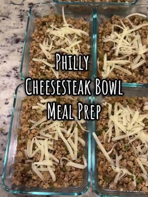 💥Philly Cheesesteak Bowls💥 - ✨Macros per serving (makes 5) ✨  •Calories 564  •Protein 49g  •Carbs 35g  •Fat 28g ✨Ingredients✨ •2 pounds of ground chicken - can use ground beef or ground turkey    •1/2 sweet onion  •1 green bell pepper  •2 tablespoons avocado oil divided  •Garlic powder, salt, & pepper    •1/4 cup worcestershire sauce  •4 oz shredded mozzarella cheese divided  •1 cup of uncooked jasmine rice •1 1/2 cups of beef bone broth, optional - used to cook the rice  - ✨Directions✨  	1. Dice up 1/2 sweet onion & 1 green bell peppers  	2. Add 1 tablespoon avocado oil to large pot & saute the veggies however long you prefer. I like mine soft & crispy so I cook for about 10 minutes.  	3. Remove veggies from pan 	4. Cook ground chicken until all liquid is gone 	5. Add seasoning & worcestershire sauce  	6. Mix back in the cooked veggies  	7. Mix in half of the shredded mozzarella cheese  	8. Let simmer for about 5 minutes  	9. Add 1/3 cup of the cooked rice to each container  	10. Evenly divide the Philly mix into each serving 	11. Using the remaining shredded cheese, sprinkle some on top of each serving  	12. Store in the refrigerator for the week & reheat for 1.5 - 2 minutes in the microwave!  	13. ENJOY! 🤍  #mealprep #mealprepping #mealpreprecipes #mealprepideas #healthyrecipes #workingmoms #protein #highprotein #lunch #healthylifestyle #healthylunch #weightloss #muscles #momswholift #healthy #healthyliving #food #Recipe #cookwithme #cooking #lunchtime #lunchideas #lunchonthego #workingmom #fypシ #fyp #sundayprep #macros #macrofriendly #macro #glutenfree #glutenfreerecipes #glutenfreelife #sunday #newweek #goals #prepare   