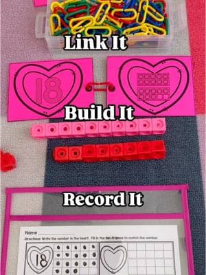 Valentine Teen Numbers! To Play: •Link It •Build It •Record It #kindergarten #maths #firstgrade #kindergartenteacher #prek #mathcenters #numbersense