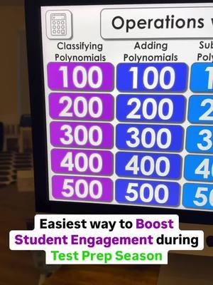 💀 Let’s be real, test prep can be a total snooze-fest! 💀 ‼️But guess what? It doesn’t HAVE to be! Say hello to this Jeopardy game! This self checking game will have your students actually excited to review (I know, right?! 🤯). ➡️ Comment “Polynomial” to get the link to snag this jeopardy game OR 💥 Want ALL of my Jeopardy games (and a whole lot more)? ❤️Comment “SQUAD” and I’ll hook you up with the deets on my Algebra Teacher Squad membership! ✨ #algebra #mathteacher #middleschoolmath #highschoolmath #teachersofinstagram #iteachmath #mathgames #classroomfun #polynomials #algebramadeeasy #teacherlife #testprep