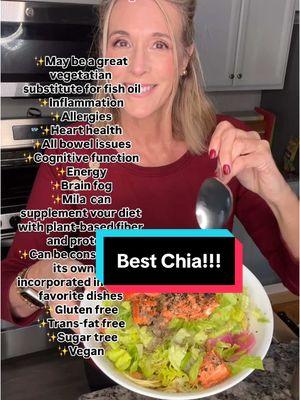 Comment CHIA For a link. They called this the miracle seed for a reason.  All I know is I do not go a day without this  For me personally, the main things are the brain fog, bowel issues resolved, improved energy levels, improved labs!!!  I started consuming this 10 months ago, along with some of the other supplements by LivePURE.  Mila® chia is a super food that is gluten-free, trans-fat free, sugar-free and a superior plant-based source of protein and tiber. Mila uses ditterent varieties of the chia seed to provide a wide arrav of nutrients. Some crops mav be richer in fiber. others in protein or magnesium. for example. By combining these crops, you get  a nutritionally robust product.  . Mila contains the omega-3 fat ALA. or “alpha-linolenic acid “ ALA has been shown to support heart health: in fact. studies have illustrated improved cardiovascular health among those with a high intake of ALA- containing foods. like MIla. As an essential fatty acid. ALA must be consumed in your diet as vour body cannot produce it on its own. Omega-3s are essential for human health, may benefit heart health, and play a crucial role in normal growth and development and brain function. One serving of Mila provides 3 grams of ALA omega-3 fatty acid and is a good source of magnesium and phosphorous to support overall health and well-being. Mila also helps meet the fiber needs of your family. The fiber found in Mila is predominantly insoluble fiber, a form of tiber that aids in the relier of occasiona constipation. Mila • Is a whole, raw super food and a natural source of omega-3s, antioxidants, and phytonutrients. Is a blend of different crops of chia seed to help maximize nutrient density. Contains 3 grams of protein. Contains other important nutrients such as calcium. • Is a good source of magnesium and phosphorous - both important nutrients for bone health. • Contains 3 grams of ALA (alpha-linolenic acid) omega-3 fatty acid. Omega-3 fatty acids play a crucial role in normal growth and development and brain function. #mila #superfood #omega3 #hearthealthyfood #brainhealthsupplements #brainhealth #moreenergy #bowelhealth