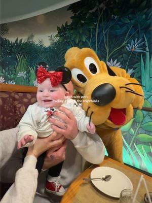 She wasn’t to sure about them🤣🫶🏼 #gardengrill #disney #babysfirsttriptodisney #babydisney #girlmom #firsttimeparents #babygirl #disney #disneycharacters #disneycharacterrestaurants 