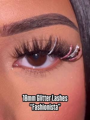 Customized 18mm Glitter Lashes “Fashionista”. Shop link in Bio #privatelabellashes #striplashes #valentineslashes #lashvendor #wholesalelashes #customlashes 