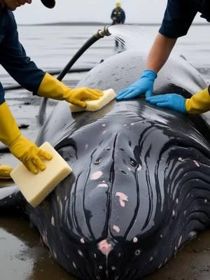 Fascinating Rescue: People Removing Barnacles from Whales ♥️ #SeaCreatures #marinelife  #DeepSeaCreatures #OceanMonsters  #barnacles #removingbarnacles  #DeepSeaHorrors #oceanaliens 