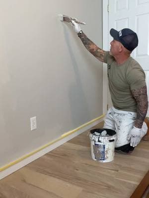 Hand brushing interior trim and walls. FrogTape Yellow for perfect lines. #handbrush #homefix #painter 