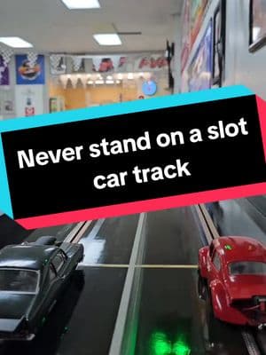 Never stand on a slot car track #slotcardragracing #becauseracecar #bracketracing #bracketracer #slotcarracing #slotcartrack #slotcarracingisback #slotcar #slotcars #thatslotcarguy 