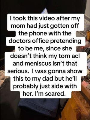 Toxic home with me being injured yes I’m yelling I’m scared because of my injury. #tornaclandmeniscus #tornaclcheck #tornacl #fyp #fy #toxicrelationship #toxicmom #toxicmomcheck #mommyissues #crazymom #kneeinjury #kneeproblems 