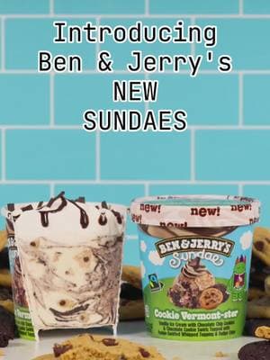 NEW Sundaes flavors are out now! 🍨 Four indulgent flavors topped with a soft whipped topping and even more chunks and swirls. Link in our bio for the scoop! #benandjerrys #icecream #sundaes #new 🍨 Cookie Vermont-ster: Vanilla ice cream with chocolate chip cookies and chocolate cookie swirls topped with fudge-swirled whipped topping and fudge Chips 🍨 Dulce De-lish!: Salted caramel ice cream with pecan toffee pieces and caramel swirls topped with caramel-swirled whipped topping and sea salt fudge chunks 🍨 Choco-latta Cheesecake: Chocolate cheesecake ice cream with chocolate cookies and chocolate cookie swirls topped with fudge-swirled whipped topping and sea salt fudge chunks 🍨 Turtle Sundae: Buttery ice cream with fudge-covered almonds and pretzel swirls topped with caramel-swirled whipped topping an d fudge-covered pretzel pieces 