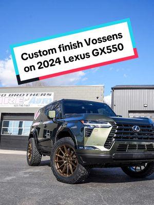 Nori green 2024 Lexus GX550 LUXURY+ looking straight 🔥🔥 ✅ @westcott_designs 2.5" lift ✅ 22” @Vossen Wheels HF6-1  in a custom “Matte Bronze Chrome” finish ✅ 35" @Nitto Tire Recon Grappler A/T Tires #TwoBrothersTire #WescottDesigns #VossenWheels #NittoTires