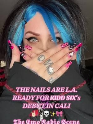 Just bcuz I loved the nails I had last February- I need these again 🤘🏻🎶💀✨🎀 #engaged #emo #radiopersonality #nails #nailart #scenequeen 