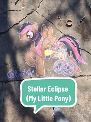 Replying to @keylarats  Stellar Eclipse 💜🖤🤎 Had a warmer day yesterday it was nice to get out again and draw. What a cool pony design. I love finding out about all these side characters and their backstories. #mlp #mlpg5 #mylittlepony #chalkart #chalk #artist #art #fanart #mlpart #ponyart #stellareclispe #makeawish #pegasus #mylittleponyfriendshipismagic #mlpfim 