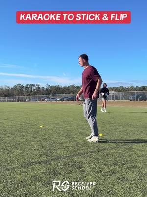 Warm up / prep work before getting into speed cuts. Stick & flip and let your arms + eyes pull you out of the break. #footwork #widereceiver #widereceivers #receiverschool #widereceivertraining 