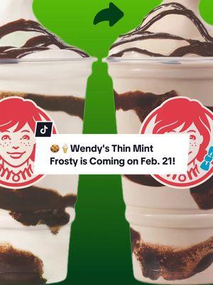 PSA: Wendy’s  Thin Mint Girl Scout Cookie Frosty drops Feb. 21. A rep for Wendy's told Krazy Coupon Lady exclusively that you WON'T be able to use your Frosty Key Tag on them, which is a bummer. But stay tuned for a deal, we'll keep you updated if a deal drops! Until then, will you be trying the Thin Mint Frosty at full price?  #ThinMintFrosty #WendysFinds #Wendys #GirlScoutCookies #ThinMintFrosty #Foodie #SweetTreats #FoodFinds #DessertLovers #FastFood #NewOnTheMenu #FoodReview #MintChocolate #LimitedEdition #krazycouponlady