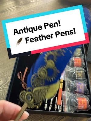 Antique writing kit! Feather pen 🖊️ #featherpen #pen #antique #antiqueset #cursivewriting 