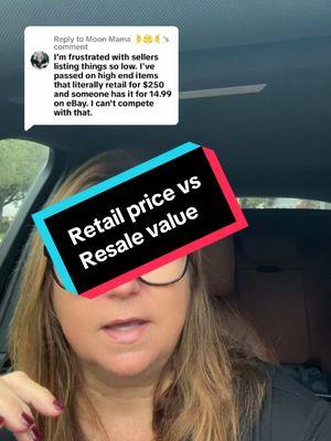 Replying to @Moon Mama 🌛🌝🌜 retail price of items has zero to do with what they are actually worth on the resale market on eBay Poshmark, etc. #EbaySeller #EbaySales #PoshmarkSales #resellingtipsandtrick 