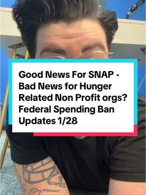 1/28 215pm - Trump Press Sec clarified food stamps will be safe from this memos directive. For now. Still much confusion on total impact and if he can even legally do this to the non-profits?? #news #nonprofit #snap #wic #medicaid #greenscreen 