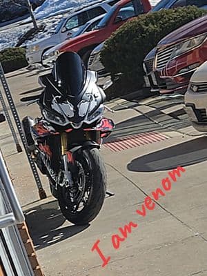 such a beautiful day in January here in kansas city. always riding season!!! #iamvenom #venom #aprilia #rsv4 #motorcycle #fyp #kansascity #wrap #marvel 