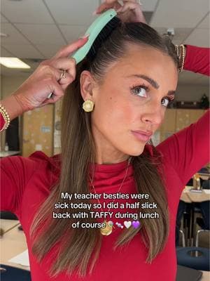 Ok but a half slick back is really hard with extensions 💩 #teacher #teacherhair #slickback #highpony #slickbackponytail #teachersoftiktok 