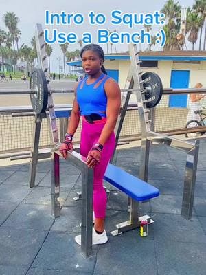 Intro to Squats, Grab a Bench! #legday #glutesworkout #glutes #legsfordays #fitnesstrainer #fitnessworkout #gymtips #gymtiktok #gymworkouts 