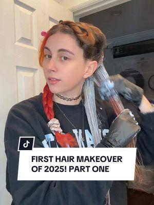 First hair makeover of 2025!!! We’re doing a full 2 color split dye and I’M SO EXCITED!!!!!!! 🤩🤩🤩 #hair #haircolor #hairdye #hairdyetransformation #hairmakeover #diyhair #bleachinghair #bleachingmyhair #bleachingmyhairathome #splitdye #foryoupage 