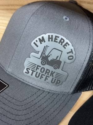 Leatherette patches are custom laser engraved and permanently affixed using a heat press. Hats are popular Richardson 112 trucker style with adjustable SnapBack closure. We also carry Evolve ponytail hats, FlexFit, and Flat Bill. Check out our TikTok shop for more styles and designs!  #TikTokShop #hat #beanie #forkliftoperator #forkliftcertified #forklift 