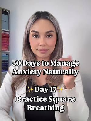 Day 17: Square Breathing for Anxiety Relief 🟦💨 Square breathing (also known as box breathing) is a simple yet powerful technique to calm anxiety and regulate your nervous system.  It’s called “square” because you follow a pattern of four equal steps, like the sides of a square. Here’s how to do it: 1️⃣ Inhale deeply through your nose for 4 seconds 2️⃣ Hold your breath for 4 seconds 3️⃣ Exhale slowly through your mouth for 4 seconds 4️⃣ Hold again for 4 seconds Repeat this cycle 4-5 times or until you feel more grounded. Why it works: Square breathing slows your heart rate, reduces stress hormones, and brings you back to the present moment.  It’s an easy tool to use anytime, before a stressful event, during moments of anxiety, or even before bed to help you relax. Try it today and let me know if it helps! 💙 Click on my bio for free resources! 🎉 #SquareBreathing #BoxBreathing #AnxietyRelief #NaturalAnxietyHelp #Mindfulness #CalmMind