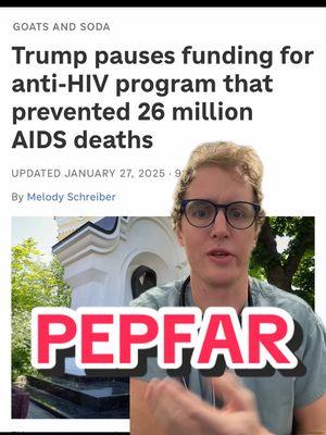 Pausing funding to PEPFAR will have grave consequences for persons living with HIV and our efforts to finally end the HIV epidemic #pepfar #endhiv #actup #fightback #endaids #antiretroviral #therapy #medication #saveslives #global #worldwide #fyp #plhiv #bad #politics #stophivtogether #lgbtq #doctor #advocate #immunity #tcells #uequalsu #undetectable #untransmittable 