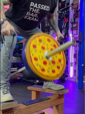 DIY t-bar row! This set up features my DIY platform, @AbMat barbell bomb HD, Roobox and quarter rings, @Gympin UK holey bar, and a barbell. Quick set up and super effective. #gymhacks #homegym #landmineworkout 