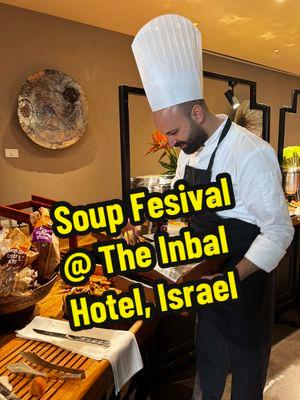 Exploring the Inbal Hotel's Delectable Soup Festival in Jerusalem.  We visit the Inbal Hotel in Jerusalem to check out their soup festival. It's an all-you-can-eat buffet with a great variety of soups, including minestrone, Asian corn, pumpkin, and mushroom. We also get to try out delicious dips and breads, as well as amazing desserts like creme brulee and cheesecake. It's a really good deal and the food is fresh and delicious. #InbalHotel #SoupFestival #AllYouCanEat #Soups #MinestroneSoup #AsianCornSoup #PumpkinSoup #MushroomSoup #Dips #Breads #Desserts #CremeBrulee #Cheesecake