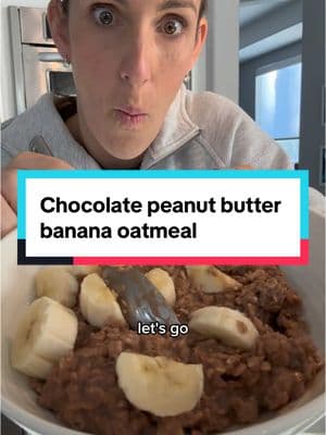 I’m on a mission to eat more protein and finding delicious ways to do it. How can you not love Peanut Butter Chocolate banana oatmeal?!  This tasty breakfast takes 3 minutes to make and the entire family will be asking for more 🍌 🥜 🍫 🥣  I used @quaker instant oats, @pbfit and @drinkorgain chocolate protein powder.  Yum!  . . . . . #healthyfood #momlife #proteintips #healthyliving #eatmoreprotein #breakfastideas #breakfastidea #motherhood #breakfast