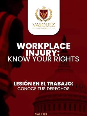 ES: 💼⚖️ ¿Sufriste una lesión en el trabajo? Conoce tus derechos. Una lesión laboral puede afectar tu futuro y estabilidad. En Vasquez Law Firm, te ayudamos a obtener la compensación que mereces. ¡No enfrentes esto solo! 📲 Llámanos al 1-844-YO-PELEO. EN: 💼⚖️ Injured at work? Know your rights. A workplace injury can impact your future and stability. At Vasquez Law Firm, we help you get the compensation you deserve. Don’t face this alone! 📲 Call us at 1-844-YO-PELEO. #WorkInjury #KnowYourRights #ImmigrationLawyer #WorkersCompensation #LesiónLaboral #ConoceTusDerechos #AbogadosDeInmigración #CompensaciónLaboral . . . . ES: Los resultados en asuntos legales dependen de factores específicos. Nuestros servicios están diseñados para brindarte información y orientación, pero cada caso requiere un análisis individual. Contáctanos para una consulta personalizada. EN: Outcomes in legal matters depend on specific factors. Our services are designed to provide you with information and guidance, but each case requires individual analysis. Contact us for a personalized consultation. *Las consultas gratuitas están sujetas a términos y condiciones. No aplican para todos los casos y requieren la contratación previa de nuestros servicios legales. Contáctanos para más información.