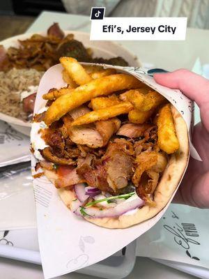 In the mood for #Greek food? 🥙🍟 You guys *have* to try Efi’s — they have a brand new location in Jersey City, and one in Montclair, serving up some killer Gyros and amazing coffee 😍  Will be back to try the hummus / pita chips and baklava 🤞🏻 @efisgyro  #greekfood #gyro #chicken #falafel #ricebowl #feta #frenchfries #greekfries #pita #hummus #tzatziki #greeksalad #food #Foodie #njrestaurants #newbusiness #hudsoncounty #jerseycity #nj #newjersey  