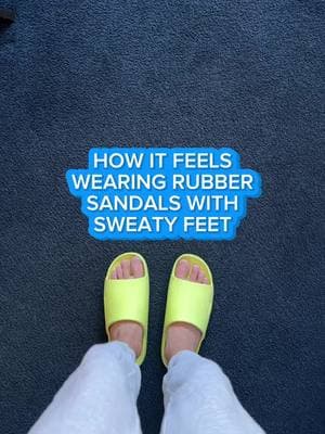 Everyone can hear me walking up when I wear rubber sandals because of my sweaty feet 🥲  Do you struggle from excessively sweaty feet? Send us a DM and we would love to help! #hyperhidrosis #excessivesweating #hyperhidrosiscommunity #hyperhidrosisawareness #sweat 