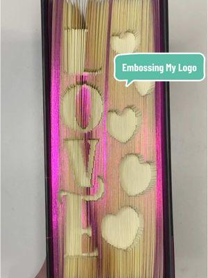 Embossing my logo into Love Book folding art. This would make for the perfect gift for Valentine’s Day. Comment if you’re interested. #bookart #bookfolding #bookfoldingart #valentinesdaygift 