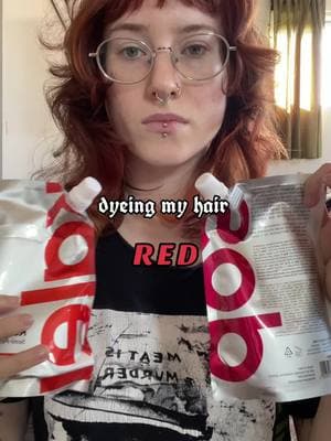 stained everything in sight but it was worth it 🍒   hair dye: @Kaleidos Makeup nirvana and sun never sets #hairdye #redhair #hairtransformation #babybangs #cherryredhair