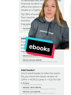 I wanted to provide an update on my recent video about the eBook usage during AAPC exams. I received some comments from followers that stated that they received emails from the AAPC stating that you could use both print and ebooks during the exam. I did clarify that it is one or the other. You can use print books OR you can use eBooks but you cannot use both during the exam.  #cpcexam #medicalcoder #medicalcoderlife #medicalcoding #medicalbilling #medicalbillingandcoding #healthcare #youtuber #contentcreator #keeponcodingon 