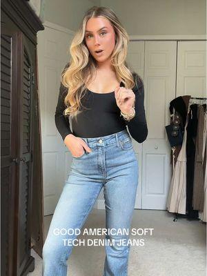 I’m convinced you haven’t tried soft until you’ve tried these @Good American jeans these are by far the softest pair of denim my body has ever felt they are incredible 🤩 plus y’all see that stretch 👀 wearing size 00 on the jeans and XS on the bodysuit!!  #goodamerican #goodamericanhaul #goodamericantryon #goodamericanreview #goodamericanbodysuit #bodysuit #softtechdenim #datenightoutfit #blackbodysuit #bodysuitshapewear #bodysuitstyle #bodysuitfashion #kardashians #softjeans #goodamericanjeans #jeans #denim #denimjeans soft tech denim, jeans, bootcut jeans, denim, jeans, denim jeans, blue jeans, high waisted denim, skinny jeans, straight leg denim, khole Kardashian, good American. 