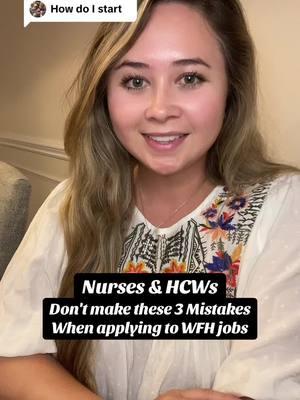 Replying to @Wintergala23 dont make these three mistakes when starting your work from home search!  The road to landing your dream remote nurse job doesnt have to be complicated learn from my experience and mistakes.  Side note this is just for my nurses but all healthcare workers ✨ #thenursekristen #wfhnurse #workfromhomenurse #remotenurse #remotenursejobs #wfhnursejobs #workfromhomenursejobs #sixfigurenurse #sixfigurenursejobs #whnursetips #nursetok #nursesoftiktok #fyp #nonbedsidenursing   #softnurseera #nursetok #whnurse #softnursesoftiktok #nonbedsidenursing #softnursejob #remotenurse #digitalnomadnurse #rn #lpn #Ivn #arnp #np 