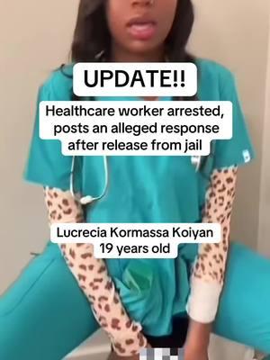 Healthcare worker arrested update!  19 year old Lucrecia Kormassa Koiyan was arrested after allegedly tw3rking on her disabled patient’s heads. After her release from jail, Lucrecia posted an alleged response to the arrest. #healthcareworker #arrested #update #disabled #patients #georgia #news #lucrecia #lucreciakormassakoiyan #arrest #loganville #ga ##greenscreen##fyp 