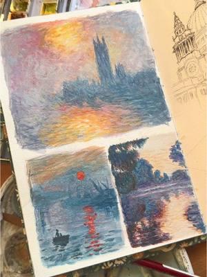 i love monet & Impressionism! it was fun to paint something for once without worrying about messy brushstrokes or following outlines #monet #sketchbook #gouache #gouachepainting #impressionism #paintings #watercolorpainting #paintwithme #impressionist 