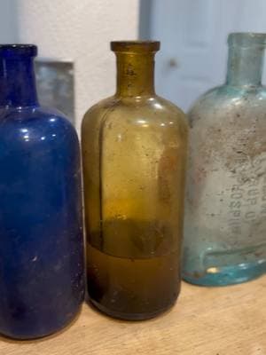 A little before and after cleaning old medicine bottles 🗝️🏚️  #dumpdigging #medicinebottles #1800s #early1900s #oldstuff #beforeandafter #antiqueglass #apothecary 