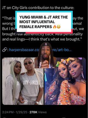 Yung Miami & JT Are The Most Influential Female Rappers EVER 🔥😳 #greenscreen #yungmiami #caresha #jtcitygirls 