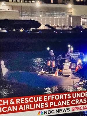 #BREAKING - First view of regional jet.  Also, Officials, holding a news conference to brief the media about the midair collision between American Airlines Regional jet from Wichita to Ronald Reagan, national Airport, and a Blackl Hawk helicopter.  64 people, including passengers and crewmembers on the regional jet and three soldiers on board the helicopter.  #BREAKING #aircrash #planecrash #midaircollision #blackhawkhelicopter #soldiers #passengers #flightcrew #crj700#searchandrescue and not yet #searchandrecovery 