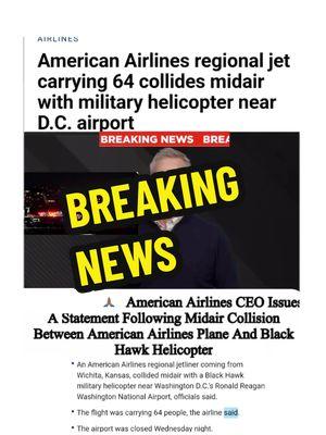 #breakingnews #overnight #americanairlines #washingtondc #CEO #planecrashes #cnn #reddit #buzzfeed #msnbc #worldnews #blackmillionaires #pubity #Planecrash  #abc13 #planecrashed #RIP #prayforthefamiles #fypシ  #militaryhelicopter #airlines #Planecrash #tragedy  #blackhawk #deceased #dcairport #regionaljet 