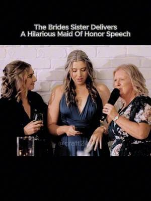 The Brides Sister Delivers A Hilarious Maid Of Honor Speech #maidofhonor #hilarious #speech #bridetok #bridessister #bridesoftiktok #bridesmaid #weddingspeech #trending #ffyp #funnywedding #weddingfun #weddingmoment #weddingspeech #american #trendingnow #part1 