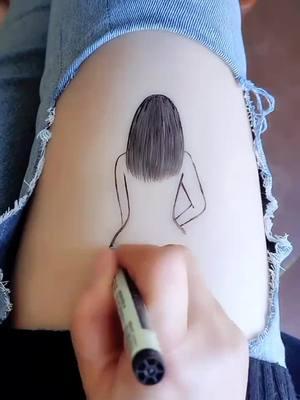 Back view, little sister#Backview #Smallfreshtattoo #Simpledrawing 