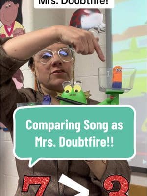 #creatorsearchinsights I feel like Mrs. Doubtfire! We love #kindermath and our #comparing number song! #TikTokShop #teachertips #greaterthan #kindergartenteacher #teacherlife #tiktokteacher #fyp #foryoupage #kindergarten #dayinthelifeofateacher #teachersoftiktok #mrsrowethekinderteacher #teachersoftiktokfyp #teachersbelike #teachertiktok #teachingontiktok #teachertiptuesday 